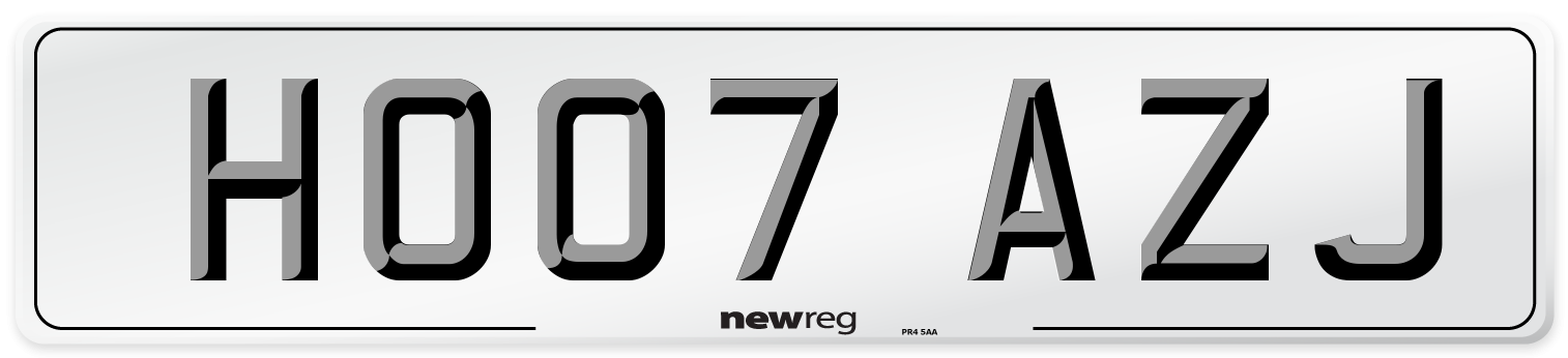 HO07 AZJ Number Plate from New Reg